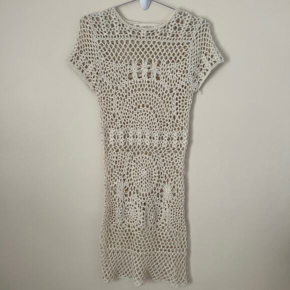 Zara Dresses & Skirts - ZARA Ecru Cream Crochet Dress Size M